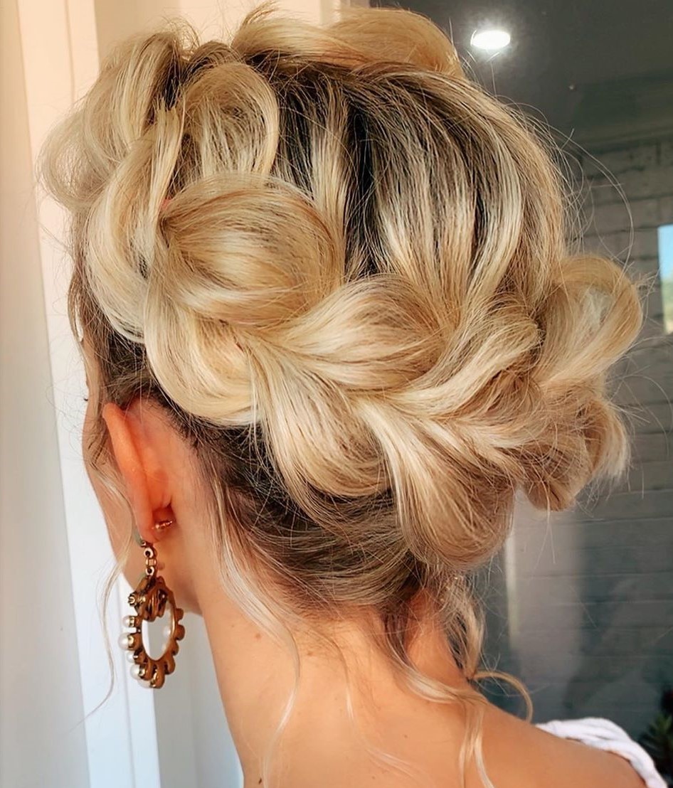 Updo with a Messy Halo Braid