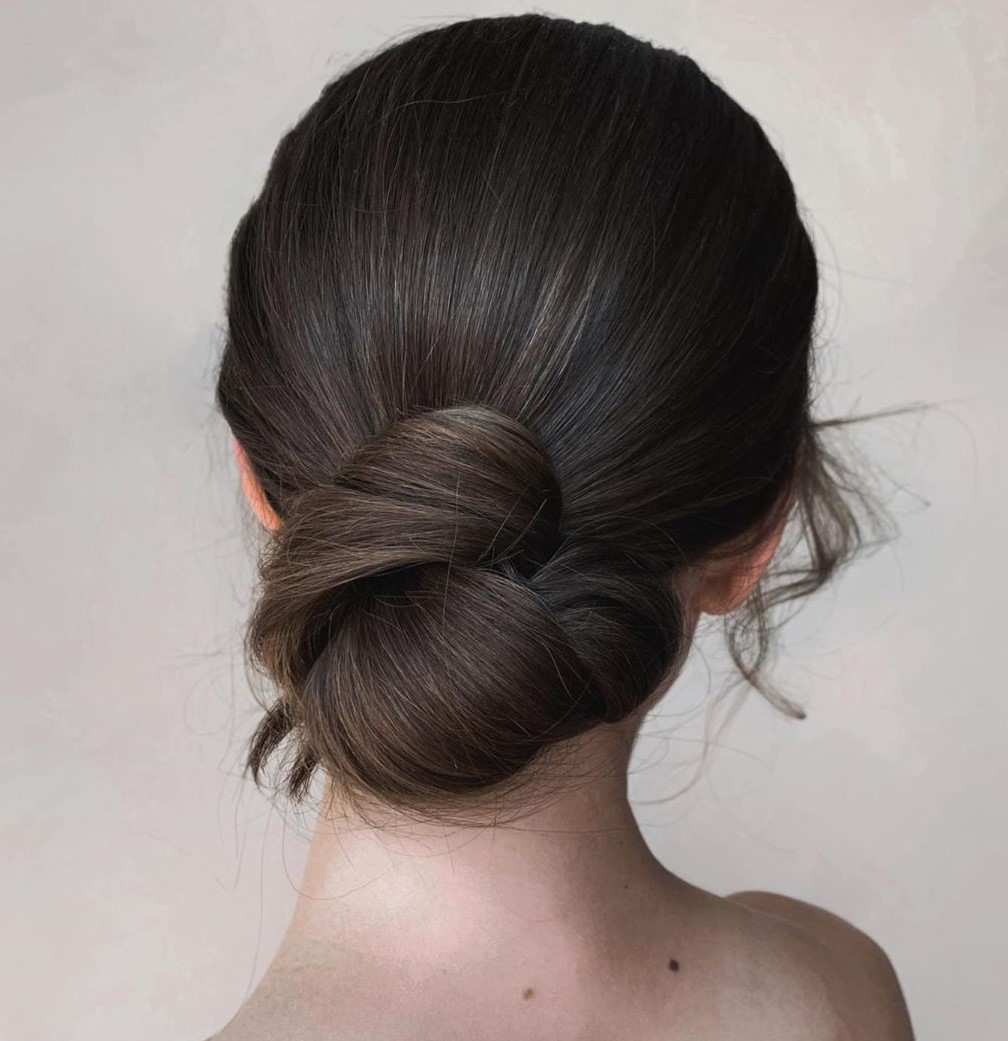 Low Knot Straight Hair Updo
