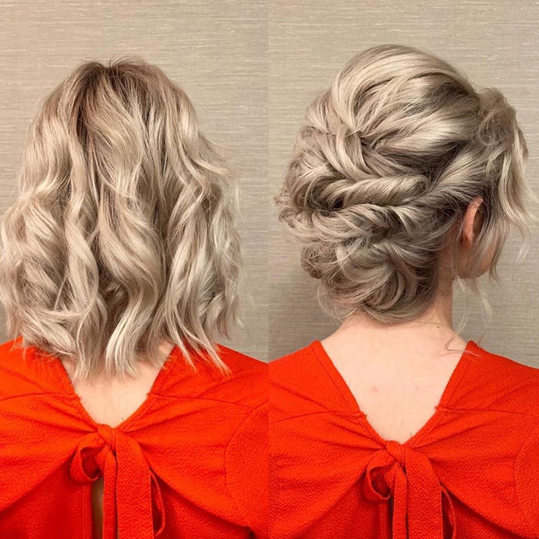Cute Curly Updo for Medium Hair