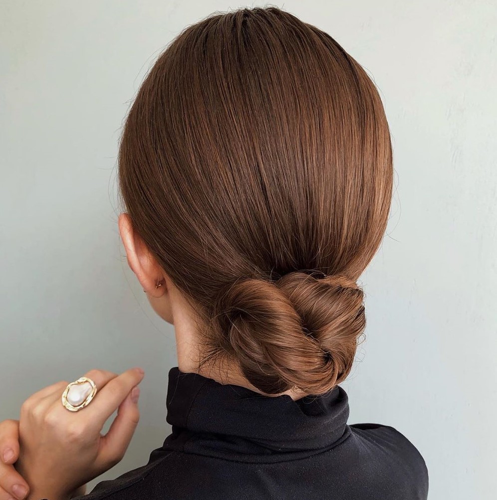 Low Bun Hair Updo for Straight Hair
