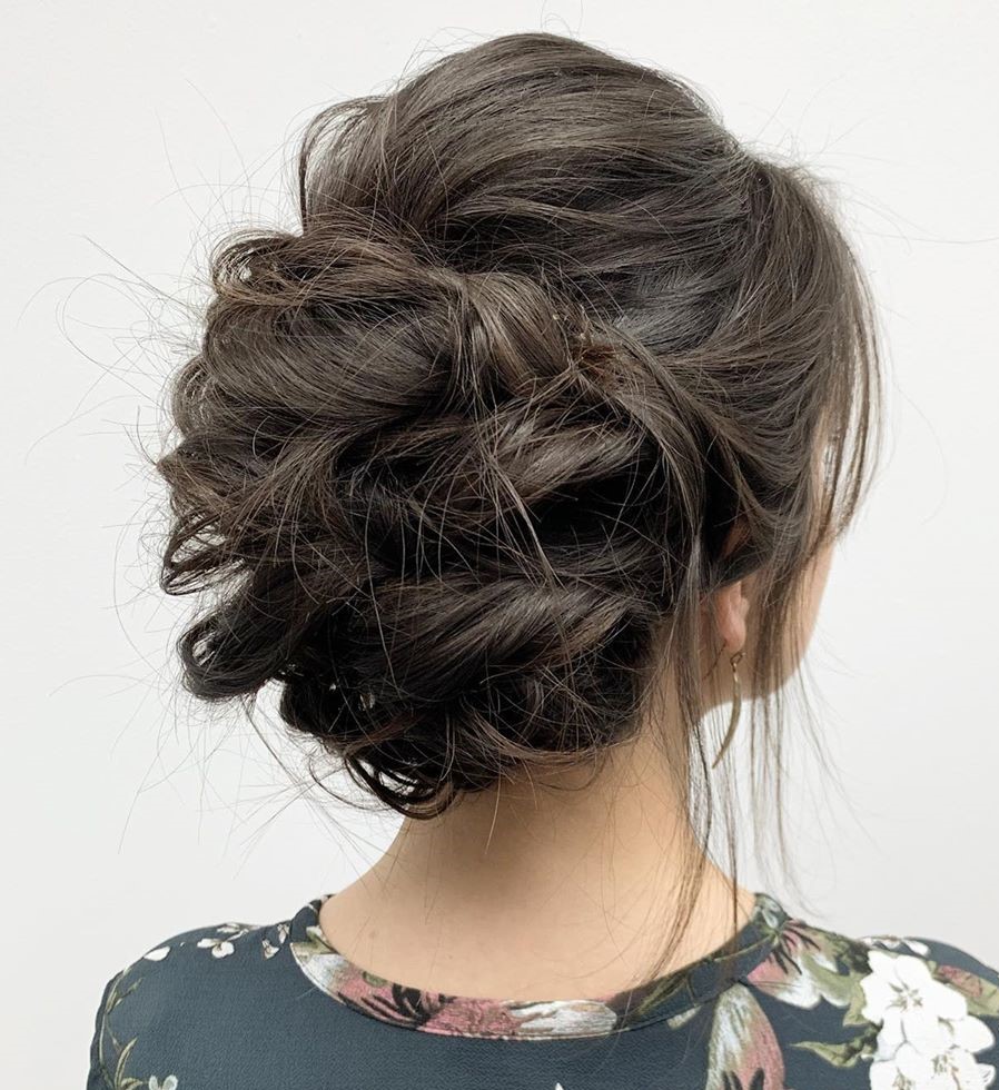 Messy Curly Bouffant Updo