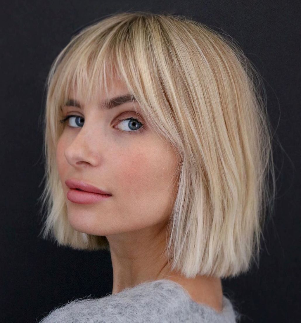 Straight short bob with clearance bangs