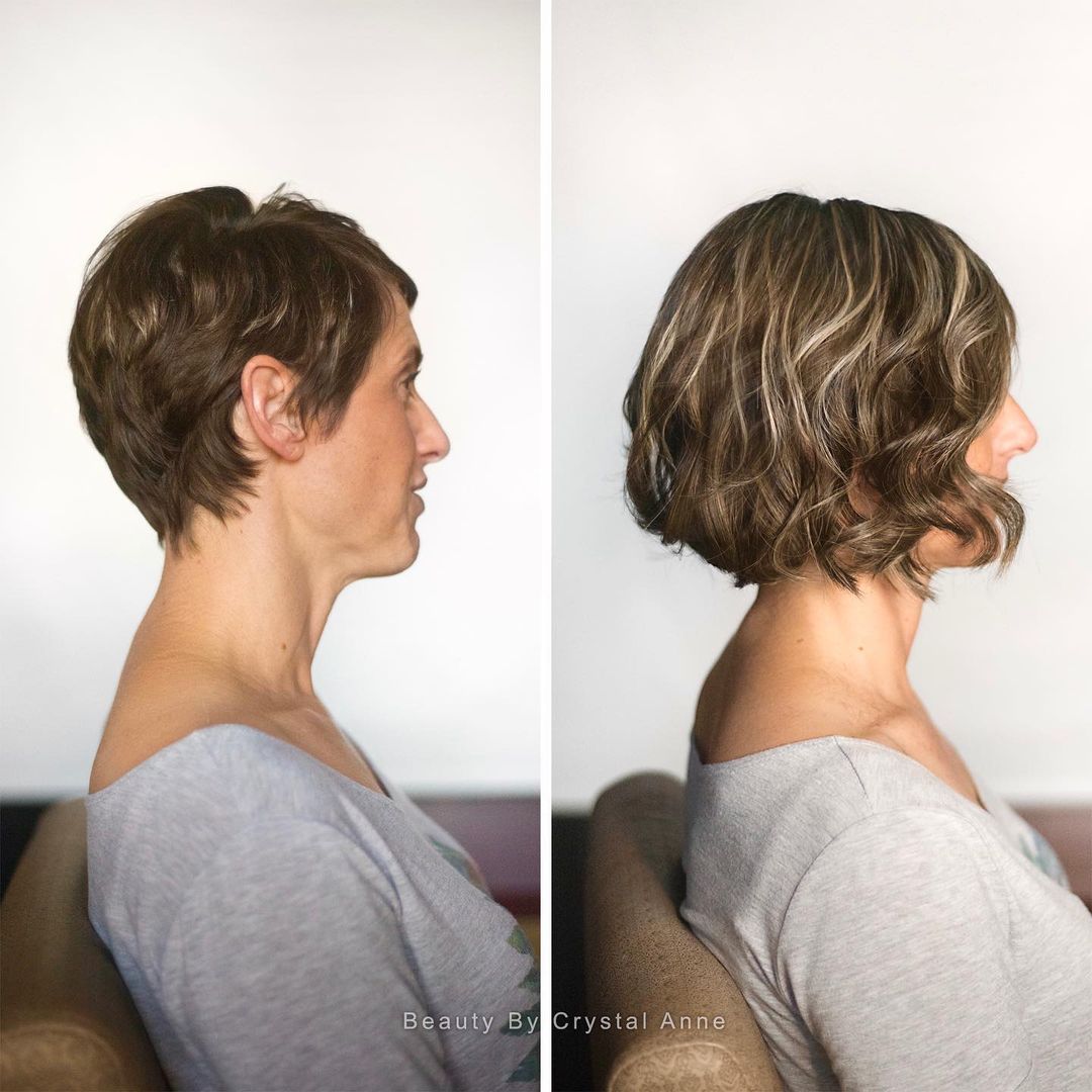 hair extensions in short hair before and after