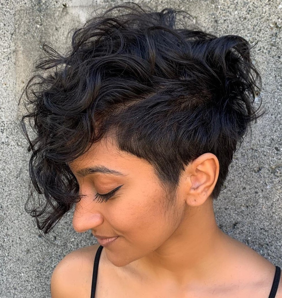 Undercut Asymmetric Pixie for Curly Hair