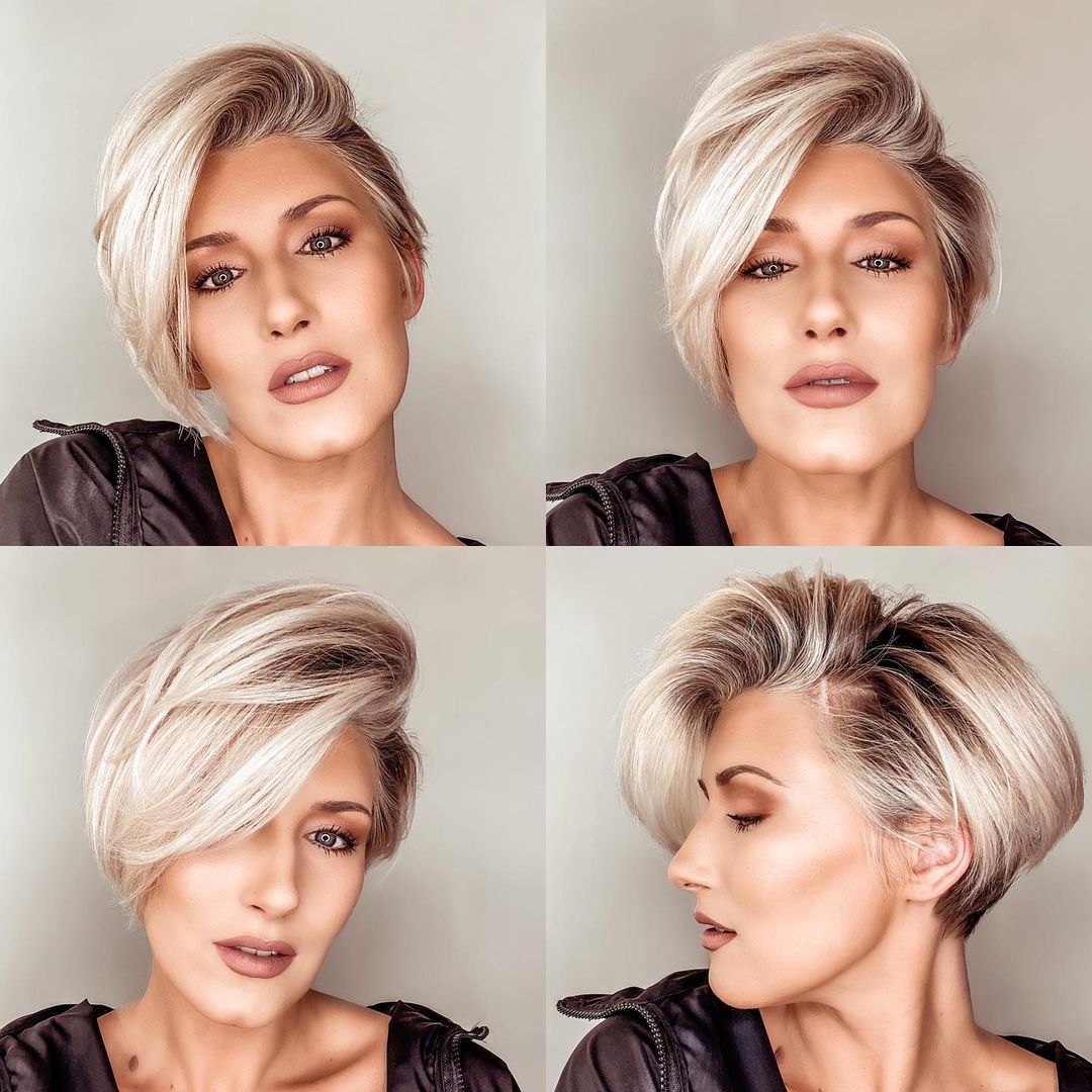  Asimmetrico Pixie Bob per capelli spessi