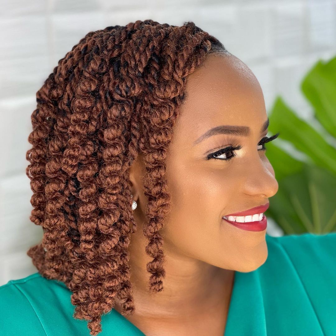 Short Brown Twist Braids