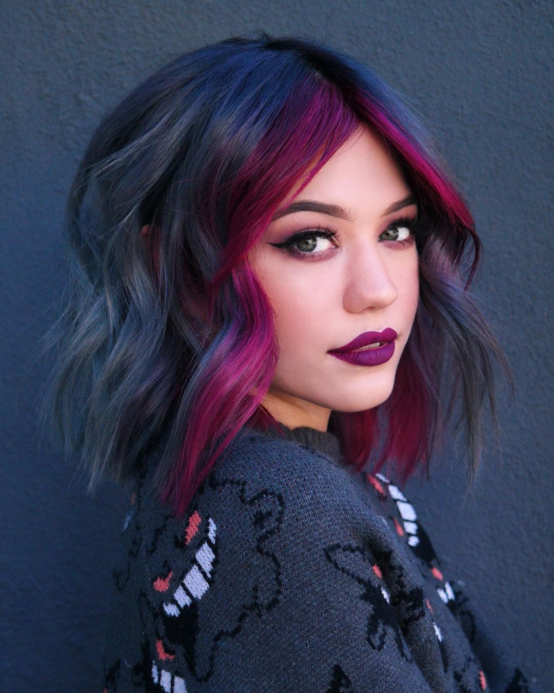 purple and green hair highlights